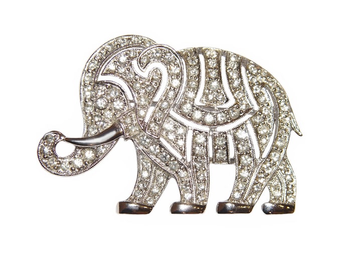 Hattie Carnegie Brooch Elephant Art Deco Rhinestone Signed Etsy