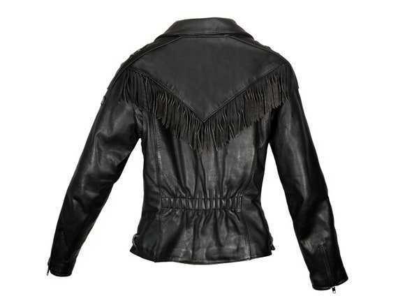 Vintage Leather Jacket, Fringed Motorcycle jacket… - image 2