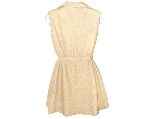 Vintage Mod Dress, Champagne With Silver Thread, … - image 2