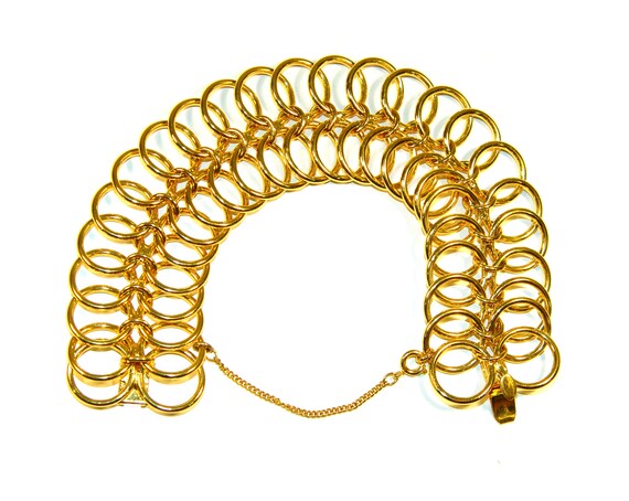 Vintage Hobé Bracelet and Earring Set, Golden Lin… - image 3