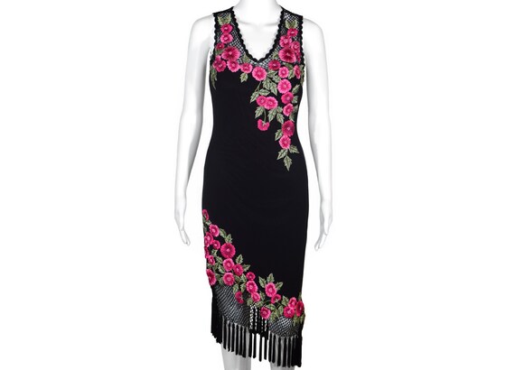 sue wong embroidered sheath dress Sue Wong - Embroidered Bateau Neck Sheath Dress N5167 2 / Flame*
