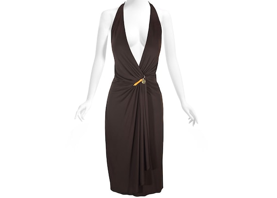 Vintage Gucci Dress. Luxurious Chocolate Brown Ba… - image 1