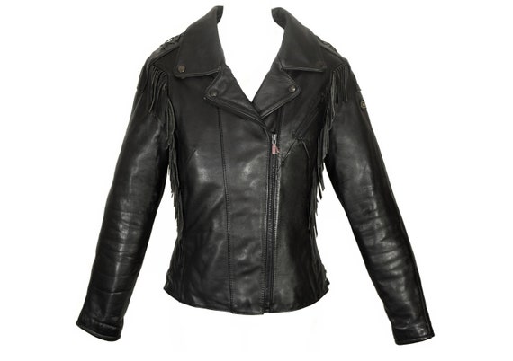 Vintage Leather Jacket, Fringed Motorcycle jacket… - image 1