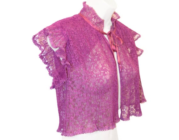 Vintage Bolero Jacket, Bed Jacket, Rosy Violet La… - image 1