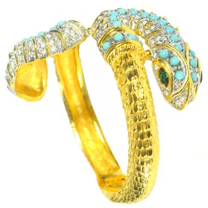 Vintage Kenneth Lane Bracelet, Double Headed Snake, Luxurious Glam, Rare, Signed, Collectible, Vintage 1970s