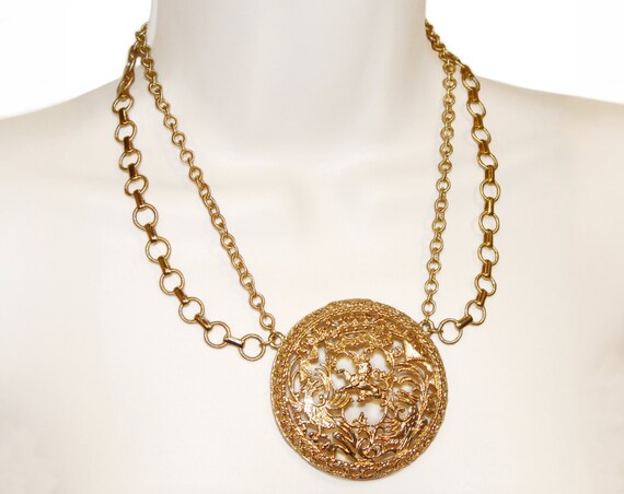 Vintage Necklace, Napier Medallion Necklace, Sign… - image 2