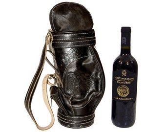 Vintage Leather Bag, Wine Tote, Western Tooled Leather, Vintage 1950s