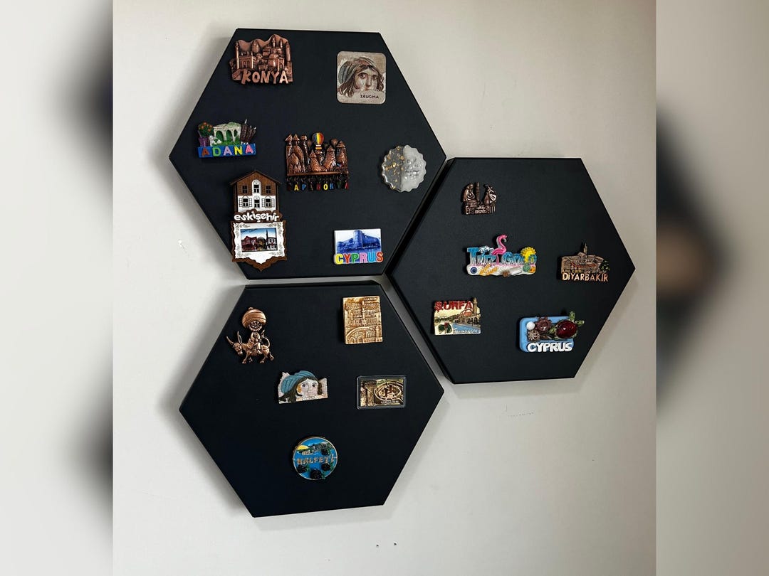 Hexagonal Magnet Hexagon Metal Magnet Board: Wall Mounted Photo & Souvenir Display ...