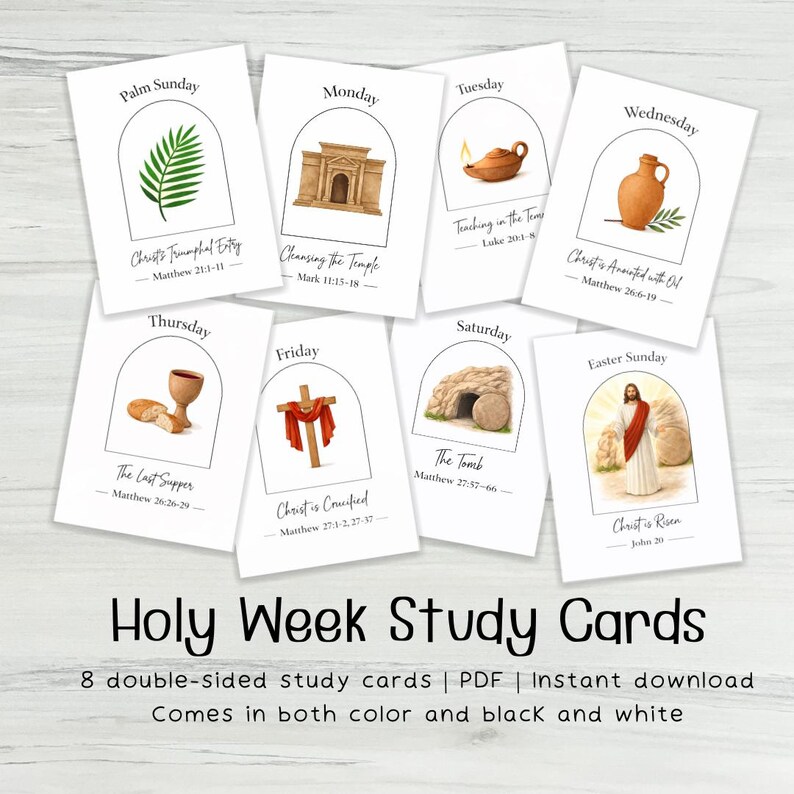 LDS Holy Week Study Cards for Kids | Christ Centered Easter Family ...