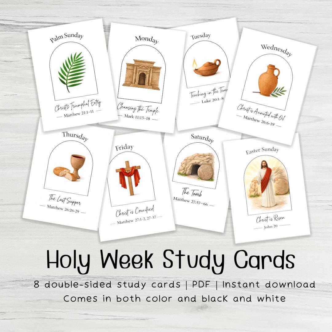 LDS Holy Week Study Cards for Kids | Christ Centered Easter Family ...