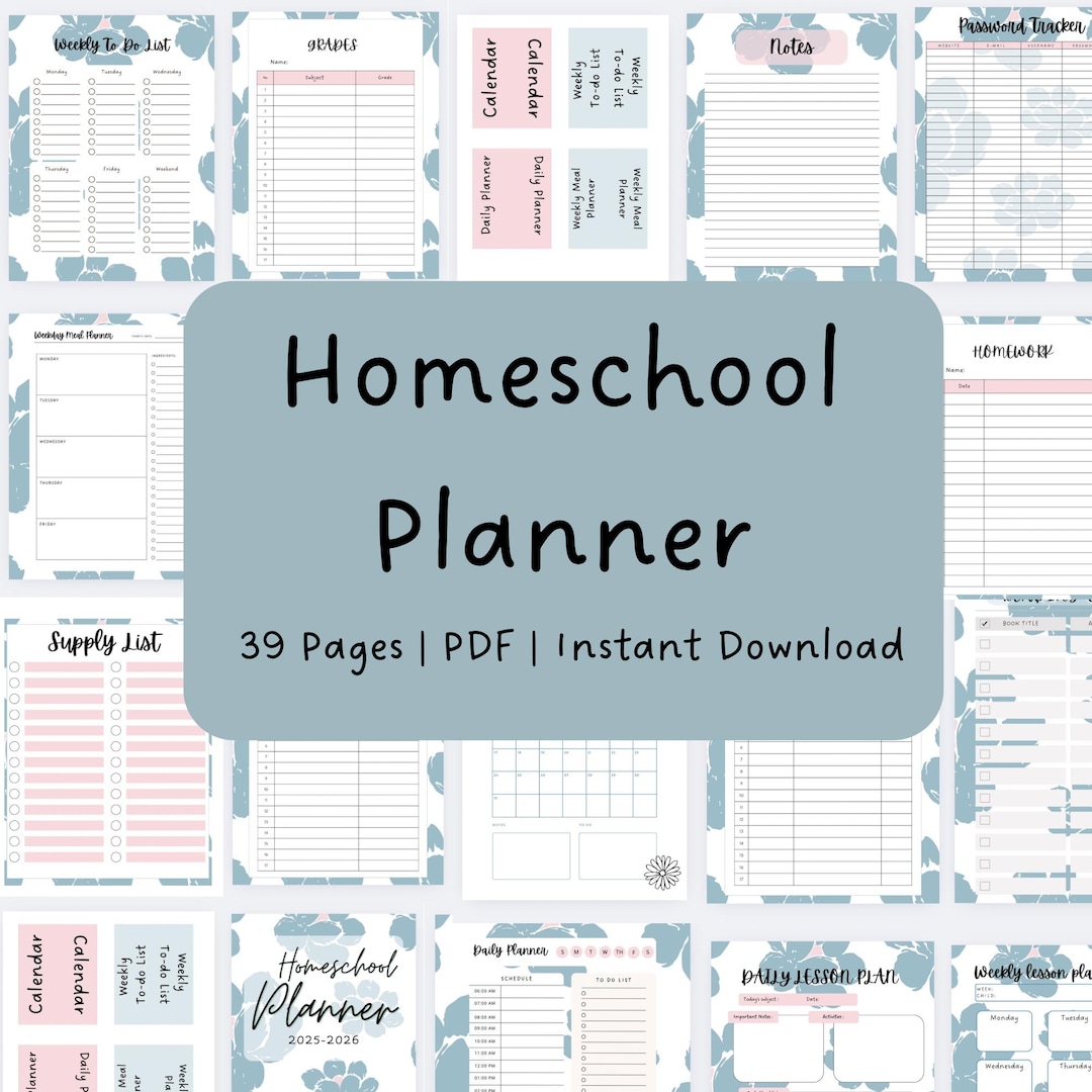 Homeschool Planner PDF: 39-page Printable Lesson Plans & Calendar ...