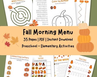Menú matutino de otoño para la educación en casa: Actividades para preescolar (Descargar PDF)