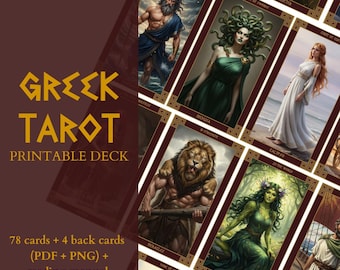 Greek Mythology Tarot – Digital Deck + PDF Guide (ITA e EN) | Gods, Heroes and Legends Major & Minor Arcana| Deck: 78 cards + back designs
