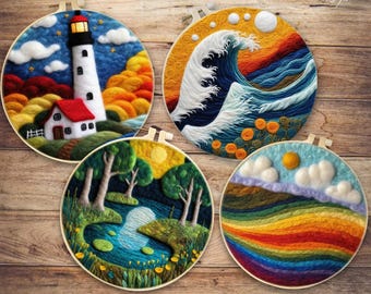 DIY Needle Felting Kit for Beginners – Wool Painting Craft Set with Tools & Instructions, Punch Needle Embroidery Starter Gift for Crafters