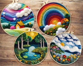 DIY Needle Felting Kit for Beginners – Wool Painting Craft Set with Tools & Instructions, Punch Needle Embroidery Starter Gift for Crafters