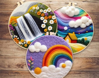 DIY Needle Felting Kit for Beginners – Wool Painting Craft Set with Tools & Instructions, Punch Needle Embroidery Starter Gift for Crafters