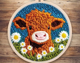 Punch Needle Kit for Beginners with Printed Pattern, Yarn & Tools – DIY Punch Needle Set, Adjustable Needle, Embroidery Craft Starter Kit