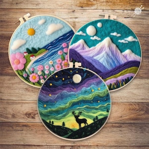 初心者向けDIYニードルフェルトキット - ウールペイントクラフトセット（ツールと説明書付き）、パンチニードル刺繍スターターギフト（クラフト愛好家向け）