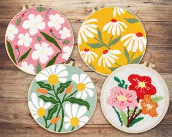 Punch Needle Kit for Beginners with Printed Pattern, Yarn & Tools – DIY Punch Needle Set, Adjustable Needle, Embroidery Craft Starter Kit