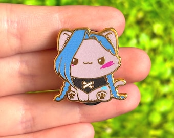Pin de esmalte inspirado no adorável gato chibi Jinx