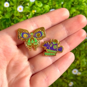 Arcane-Inspired Jinx Symbols Butterfly & Monkey Enamel Pin