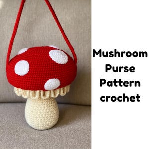 Mushroom Purse Crochet Pattern, Cottagecore Bag, Mushroom Amigurumi, Crochet Accessory, Digital Download, Gift for Her