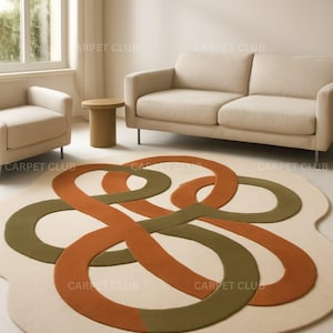 Hand Tufted NZ Wool Rug: Modern Abstract Area Carpet