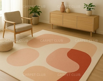 Hand Tufted Abstract Wool Area Rug – Modern Minimalist Boho Carpet, Geometric Custom Designer Rug
