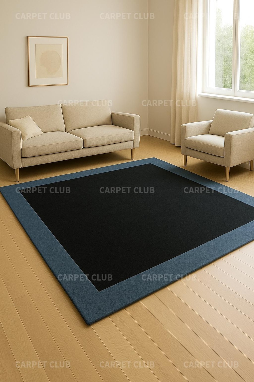 Modern Black Border Wool Rug – Hand-tufted Minimalist Carpet - Etsy