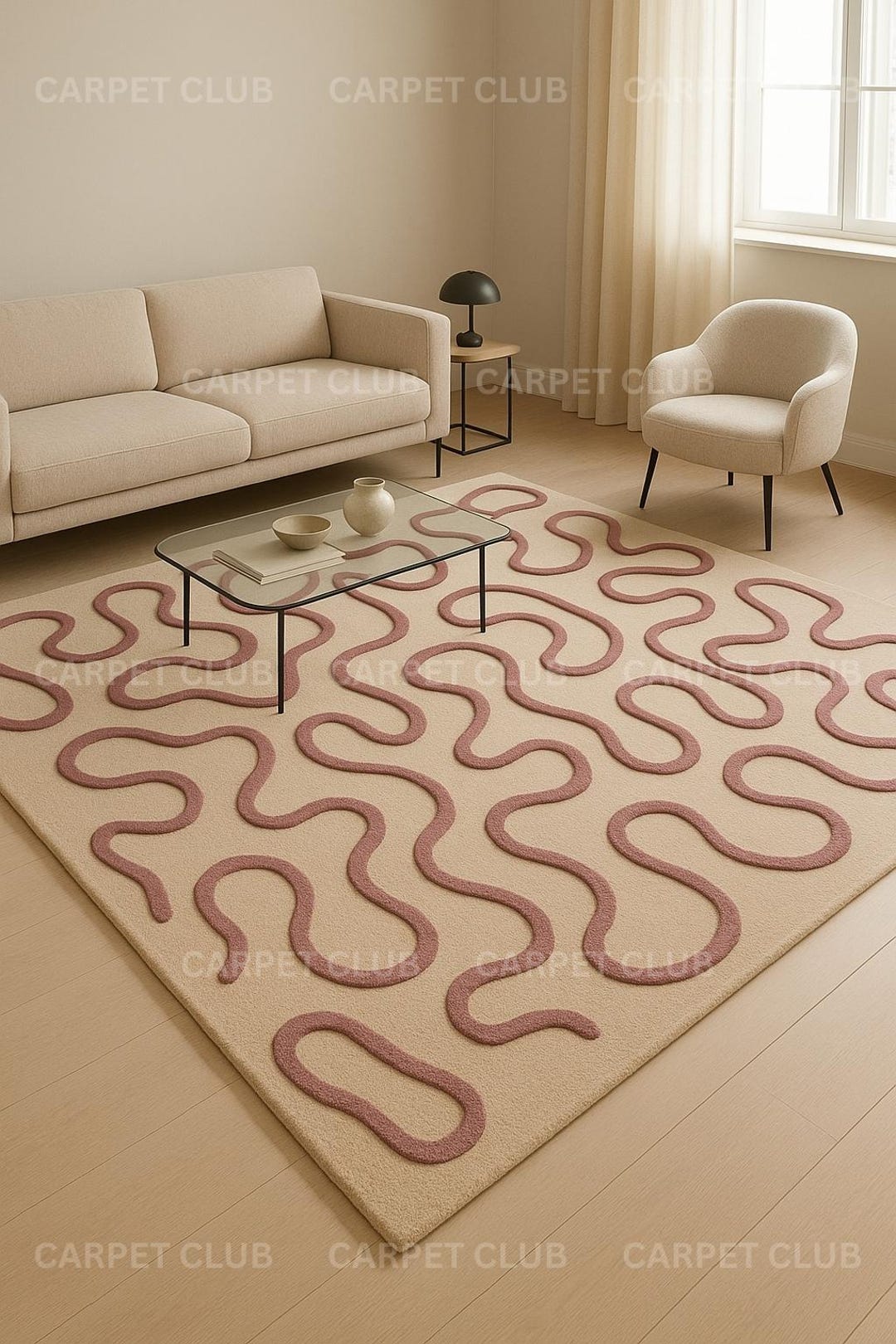 Modern Squiggle Wool Rug – Abstract Line Design - Etsy