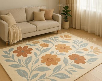 Hand Tufted Wool Floral Rug: Modern Botanical Carpet