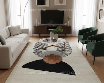 Hand Tufted Modern Geometric Tencel Rug – Luxury Contemporary Office Carpet, Custom Abstract Designer