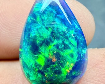 Natural Blue Green Opal Cabochon, Green Blue Fire Opal, Rainbow Fire Loose Opal, Ethiopian Opal Loose Opal, Opal For Jewelry Supply