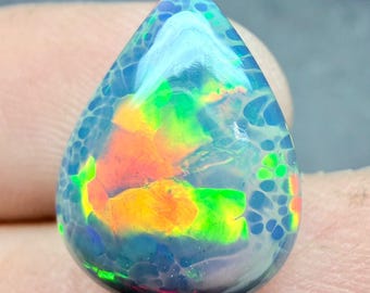 Rare Opal, Natural Black Opal Cabochon, Loose Opal Gemstone, Size 15x11x5  mm, October Birthstone, Ethiopian Opal For Making Jewelry