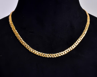 18K Gold Curb Chain Necklace for Men & Women | Thick Miami Cuban Link Chain | Unisex Gold Plated Jewelry Gift"