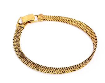 Men’s Gold Plated Snake Chain Bracelet, Bold Textured Bracelet for Him, Luxury Stainless Steel Jewelry, Modern Gold Wrist Chain Gift for Men