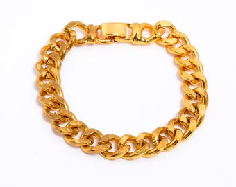 Gold Cuban Link Bracelet for Men, 18K Gold Plated Chain Bracelet, Hip Hop Jewelry, Chunky Statement Bracelet, Gift for Him, Luxury Fashion"