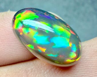 Natural Ethiopian Opal Cabochon Black Opal Gemstone Rainbow Flash Opal Cabochon Polished Oval Cabochon October Birthstone