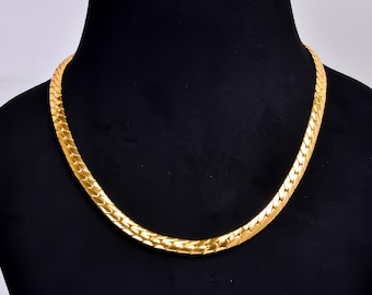 14K Gold Curb Chain Necklace | Thick Gold Chain for Men & Women | Luxury Statement Necklace | Unisex Cuban Chain | Gift for Him Her"