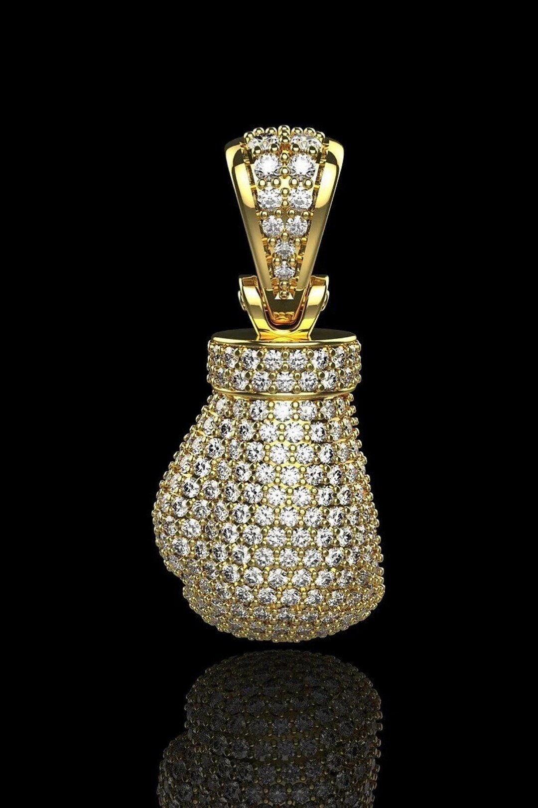 Boxing Gloves Chain Pendant Necklace, Hip Hop Jewelry CZ Necklace for ...