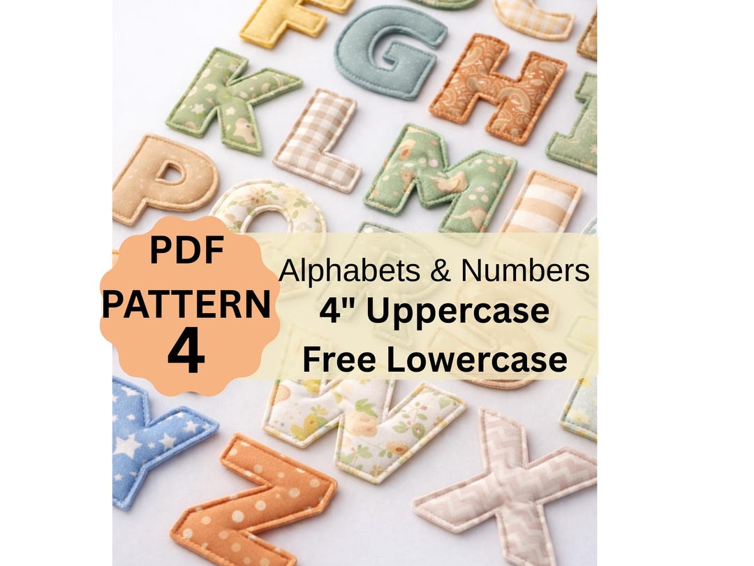 4 Inch Fabric Alphabet Letters and Numbers Pattern Template,free ...