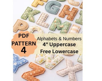 4 Inch Fabric Alphabet Letters and Numbers Pattern Template,Free lowercase,Alphabet sewing pattern,fabric garland,name banner template