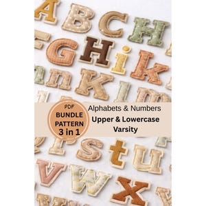 Fabric Alphabet and Number pdf Pattern Bundle, Varsity, uppercase and lowercase,felt pattern,name banner template, Alphabet sewing pattern