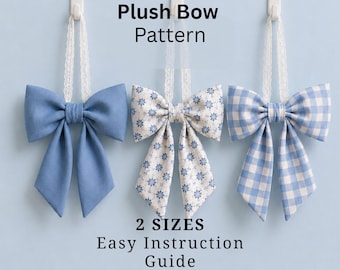 plush bow sewing pattern, plush bow garland, stocking accent, beginner sewing pattern, bow charm, bow plush stuff ornament,bow tree garland