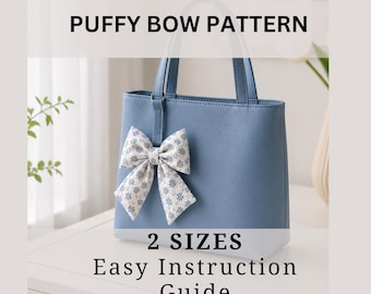 Puffy bow keychain sewing pattern,DIY ring template, puffy bow charm template, beginner  pattern, easy instruction, plush bow sewing pattern