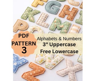 3 Inch Fabric alphabet Letters and Numbers Pattern Template,Free lowercase,Alphabet sewing pattern,fabric garland,name banner template