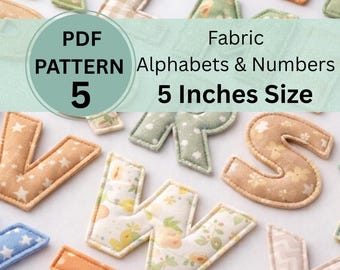 5 Inch Fabric Alphabet Letters and Numbers Pattern Template,fabric letter banner pattern,name banner,Alphabet sewing pattern, fabric garland