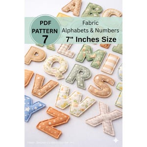 Modèle de modèle de lettres et de chiffres de l'alphabet en tissu de 7 pouces, modèle de bannière de lettre en tissu, guirlande en tissu, bannière de nom, guirlande de lettres en tissu