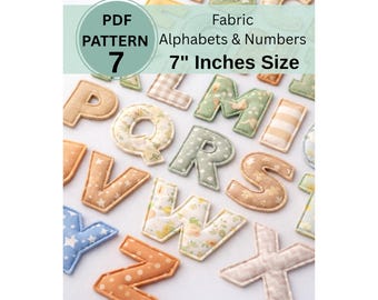 7 Inch Fabric Alphabet Letters and Numbers Pattern Template, fabric letter banner pattern, Fabric garland, name banner,fabric letter garland