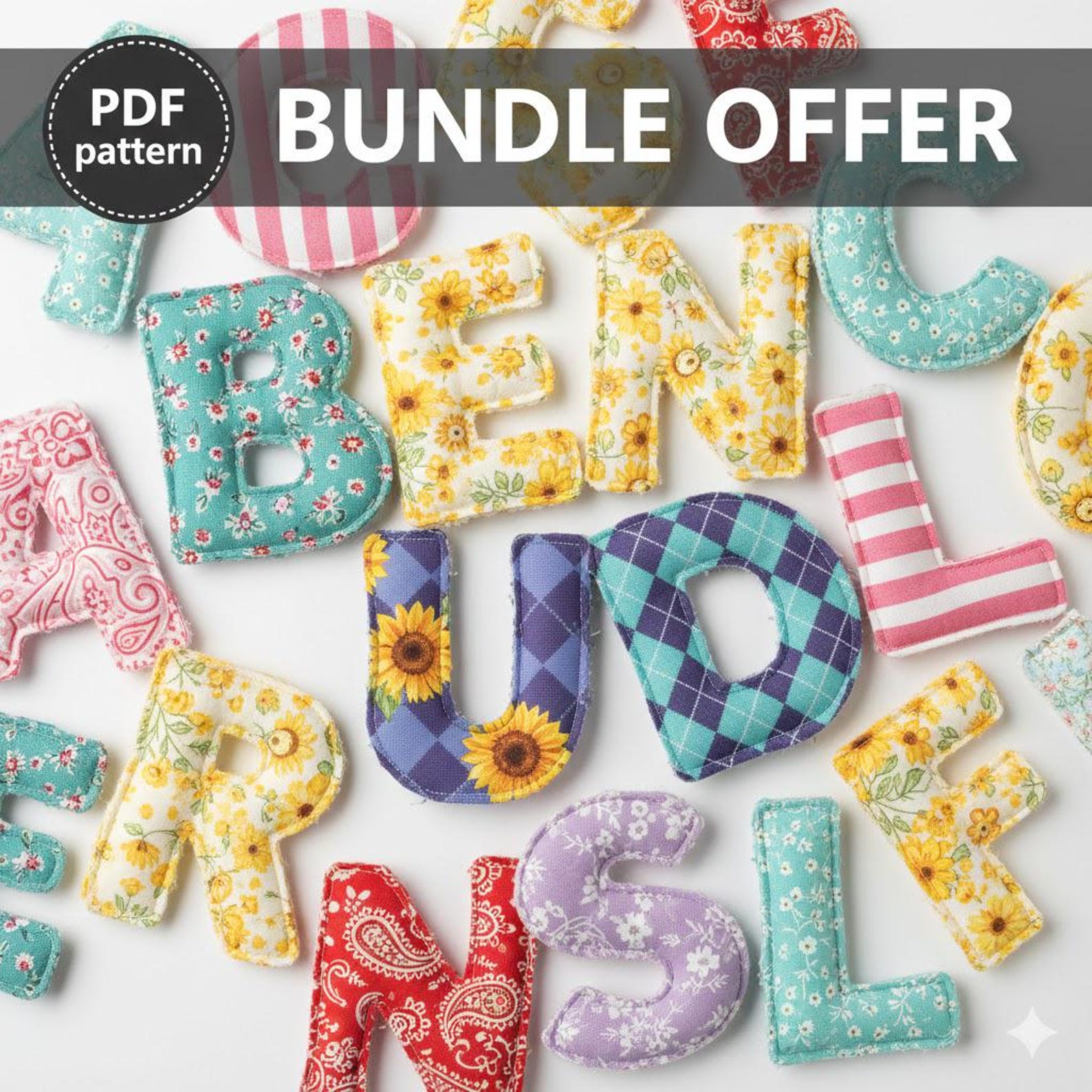 All Size Pattern Fabric Alphabet Letters and Numbers All Sizes Pattern Bundle,3 to 10 ...